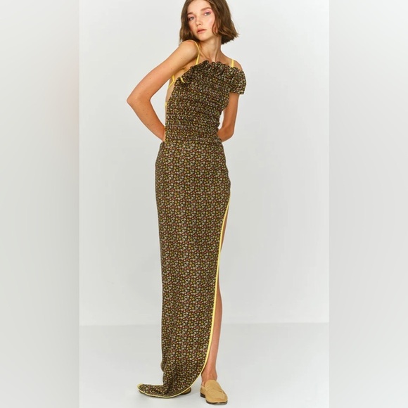 SIEDRES Smocked Floral Asymmetrical Open Back Marissa Dress - Picture 1 of 6